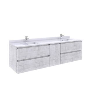 Fresca FCB31-301230RWH Formosa 72" Wall Hung Double Sink Modern Bathroom Cabinet in Rustic White
