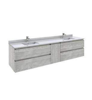 Fresca FCB31-361236ASH Formosa 84" Wall Hung Double Sink Modern Bathroom Cabinet in Ash