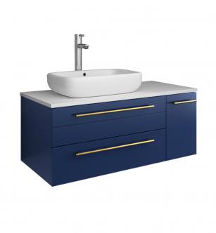 Fresca FCB6136RBL-VSL-L-CWH-V Lucera 36" Blue Wall Hung Modern Bathroom Cabinet with Top & Vessel Sink - Left Version