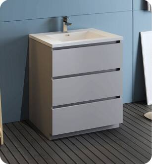 Fresca FCB9330GR-I Lazzaro 30" Gray Free Standing Modern Bathroom Cabinet with Integrated Sink