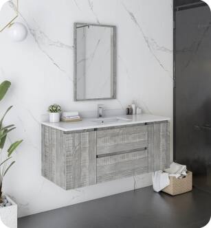 Fresca FVN31-122412ASH Formosa 48" Wall Hung Modern Bathroom Vanity with Mirror in Ash