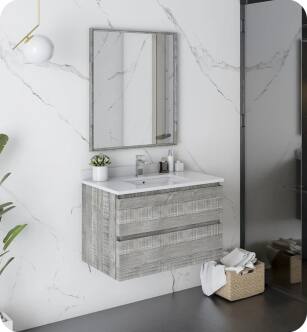 Fresca FVN3130ASH Formosa 30" Wall Hung Modern Bathroom Vanity with Mirror in Ash