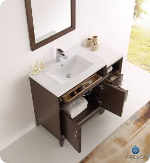Fresca FVN21-3012AC Cambridge 42" Antique Coffee Traditional Bathroom Vanity with Mirror