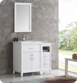 Fresca FVN21-2412WH Cambridge 36" White Traditional Bathroom Vanity with Mirror