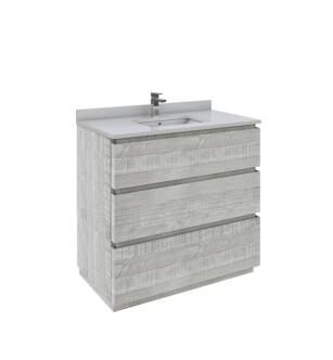 Fresca FCB3136ASH-FC-CWH-U Formosa 36" Floor Standing Modern Bathroom Cabinet with Top & Sink in Ash With Countertop: Fresca 36" Countertop with Undermount Sink - White Quartz | 1-Hole Faucet Drilling