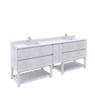 Fresca FCB31-361236RWH-FS-CWH-U Formosa 84" Floor Standing Open Bottom Double Sink Modern Bathroom Cabinet with Top & Sink in Rustic White With Countertop: Fresca Oxford 36"+12"+36" 1 Hole Faucet Countertop with Sink - White