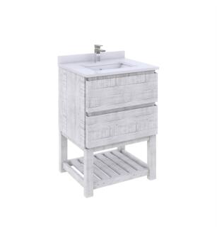 Fresca FCB3124RWH-FS-CWH-U Formosa 24" Floor Standing Open Bottom Modern Bathroom Cabinet with Top & Sink in Rustic White With Countertop: Fresca 24" Countertop with Undermount Sink - White Quartz | 1-Hole Faucet Drilling