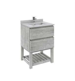 Fresca FCB3124ASH-FS-CWH-U Formosa 24" Floor Standing Open Bottom Modern Bathroom Cabinet with Top & Sink in Ash With Countertop: Fresca 24" Countertop with Undermount Sink - White Quartz | 1-Hole Faucet Drilling