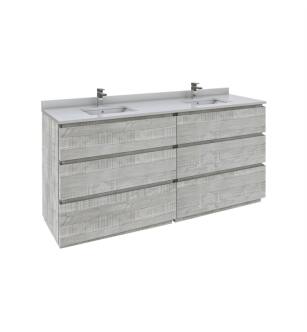 Fresca FCB31-3636ASH-FC-CWH-U Formosa 72" Floor Standing Modern Bathroom Cabinet with Top & Sink in Ash With Countertop: Fresca 73" Countertop with Undermount Double Sink - White Quartz | 1-Hole Faucet Drilling