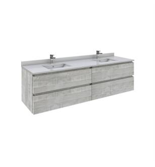 Fresca FCB31-3636ASH-CWH-U Formosa 72" Wall Hung Double Sink Modern Bathroom Cabinet with Top & Sink in Ash With Countertop: Fresca 73" Countertop with Undermount Double Sink - White Quartz | 1-Hole Faucet Drilling