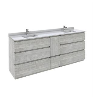 Fresca FCB31-361236ASH-FC-CWH-U Formosa 84" Floor Standing Double Sink Modern Bathroom Cabinet with Top & Sink in Ash With Countertop: Fresca Oxford 36"+12"+36" 1 Hole Faucet Countertop with Sink - White