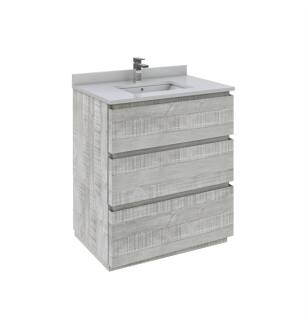Fresca FCB3130ASH-FC-CWH-U Formosa 30" Floor Standing Modern Bathroom Cabinet with Top & Sink in Ash With Countertop: Fresca 30" Countertop with Undermount Sink - White Quartz | 1-Hole Faucet Drilling