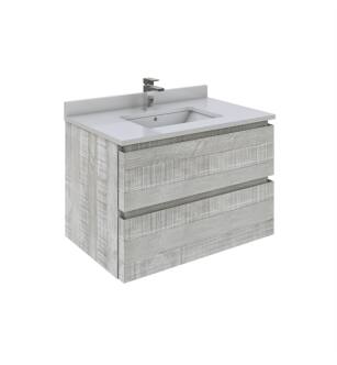 Fresca FCB3130ASH-CWH-U Formosa 30" Wall Hung Modern Bathroom Cabinet with Top & Sink in Ash With Countertop: Fresca 30" Countertop with Undermount Sink - White Quartz | 1-Hole Faucet Drilling