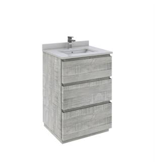 Fresca FCB3124ASH-FC-CWH-U Formosa 24" Floor Standing Modern Bathroom Cabinet with Top & Sink in Ash With Countertop: Fresca 24" Countertop with Undermount Sink - White Quartz | 1-Hole Faucet Drilling