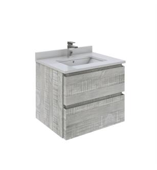 Fresca FCB3124ASH-CWH-U Formosa 24" Wall Hung Modern Bathroom Cabinet with Top & Sink in Ash With Countertop: Fresca 24" Countertop with Undermount Sink - White Quartz | 1-Hole Faucet Drilling