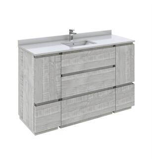 Fresca FCB31-123012ASH-FC-CWH-U Formosa 54" Floor Standing Modern Bathroom Cabinet with Top & Sink in Ash With Countertop: Fresca 54" Countertop with Undermount Sink - White Quartz | 1-Hole Faucet Drilling
