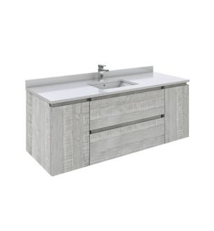 Fresca FCB31-123012ASH-CWH-U Formosa 54" Wall Hung Modern Bathroom Cabinet with Top & Sink in Ash With Countertop: Fresca 54" Countertop with Undermount Sink - White Quartz | 1-Hole Faucet Drilling