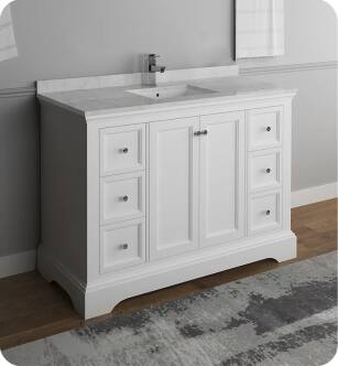 Fresca Windsor 48" Matte White Traditional Bathroom Cabinet with Top & Sink