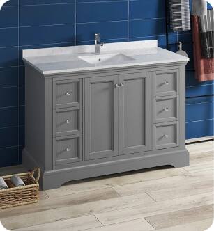 Fresca Windsor 48" Gray Textured Traditional Bathroom Cabinet with Top & Sink