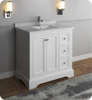 Fresca Windsor 36" Matte White Traditional Bathroom Cabinet with Top & Sink