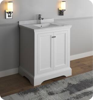 Fresca Windsor 30" Matte White Traditional Bathroom Cabinet with Top & Sink