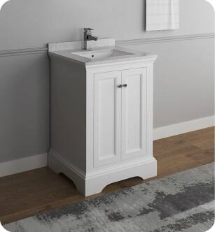Fresca Windsor 24" Matte White Traditional Bathroom Cabinet with Top & Sink