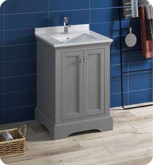 Fresca Windsor 24" Gray Textured Traditional Bathroom Cabinet with Top & Sink