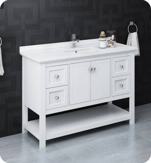 Fresca Manchester 48" White Traditional Bathroom Cabinet with Top & Sink