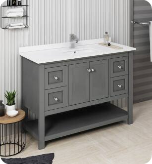 Fresca Manchester Regal 48" Gray Wood Veneer Traditional Bathroom Cabinet with Top & Sink