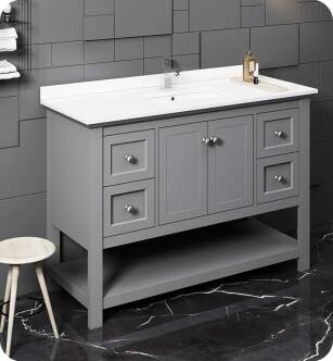 Fresca Manchester 48" Gray Traditional Bathroom Cabinet with Top & Sink
