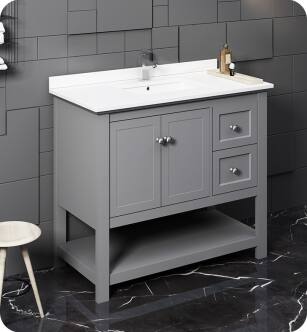 Fresca Manchester 40" Gray Traditional Bathroom Cabinet with Top & Sink