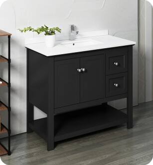 Fresca Manchester 40" Black Traditional Bathroom Cabinet with Top & Sink