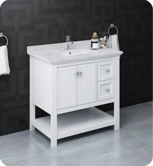 Fresca Manchester 36" White Traditional Bathroom Cabinet with Top & Sink