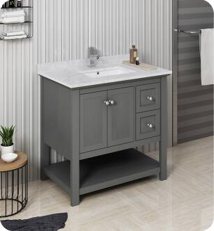 Fresca Manchester Regal 36" Gray Wood Veneer Traditional Bathroom Cabinet with Top & Sink