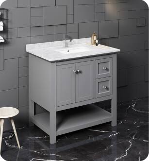Fresca Manchester 36" Gray Traditional Bathroom Cabinet with Top & Sink