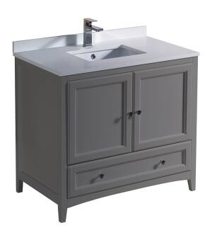 Fresca Oxford 36" Gray Traditional Bathroom Cabinet with Top & Sink