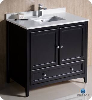 Fresca Oxford 36" Espresso Traditional Bathroom Cabinet with Top & Sink