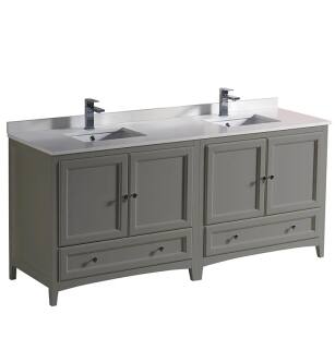 Fresca Oxford 72" Gray Traditional Double Sink Bathroom Cabinets with Top & Sinks