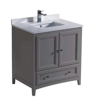 Fresca FCB2030GR-CWH-U Oxford 30" Gray Traditional Bathroom Cabinet with Top & Sink
