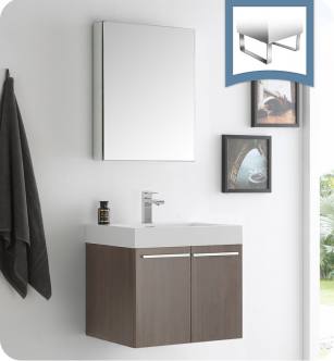 Fresca FVN8058GO Alto 23" Gray Oak Wall Hung Modern Bathroom Vanity with Medicine Cabinet
