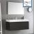 Fresca FVN8011BW Mezzo 48" Black Wall Hung Modern Bathroom Vanity with Medicine Cabinet