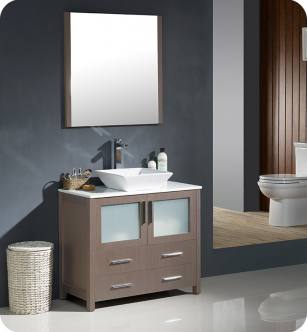 Fresca FVN6236GO-VSL Torino 36" Modern Bathroom Vanity with Vessel Sink in Gray Oak