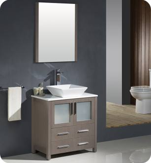 Fresca FVN6230GO-VSL Torino 30" Modern Bathroom Vanity with Vessel Sink in Gray Oak