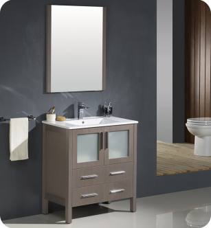 Fresca FVN6230GO-UNS Torino 30" Modern Bathroom Vanity with Integrated Sink in Gray Oak