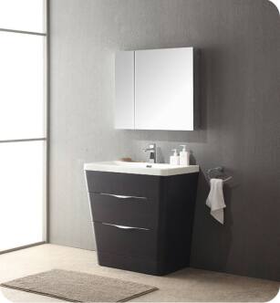 Fresca FVN8532CN Milano 32" Modern Bathroom Vanity in a Chestnut Finish with Medicine Cabinet and Faucet