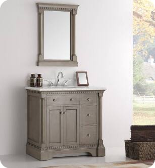 Fresca Kingston 37" Antique Silver Traditional Bathroom Vanity with Sink