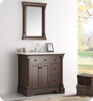 Kingston 37" Antique Coffee Traditional Bathroom Vanity with Sink