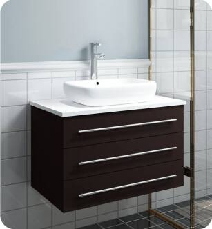 Fresca FCB6183ES-VSL-I Modella 30" Espresso Wall Hung Modern Bathroom Cabinet with Top & Vessel Sink