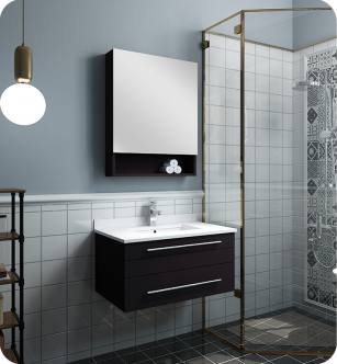 Fresca FVN6130ES-UNS Lucera 30" Espresso Wall Hung Undermount Sink Modern Bathroom Vanity with Medicine Cabinet