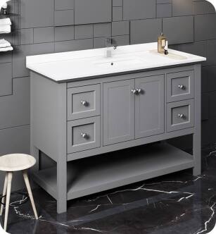 Fresca FCB2348GR-U Manchester 48" Gray Traditional Bathroom Cabinet with Top & Sink